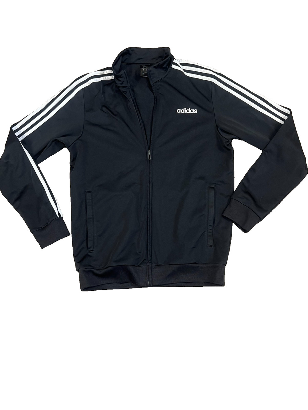 Adidas Track Jacket 3 Stripe Classic Black White Men's Medium Zip Up Retro